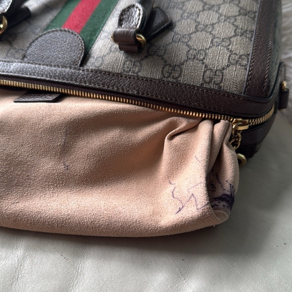 GUCCI GG Supreme Monogram Web Medium Ophidia Boston Bag w/COA and Dustbag - Picture 10 of 17